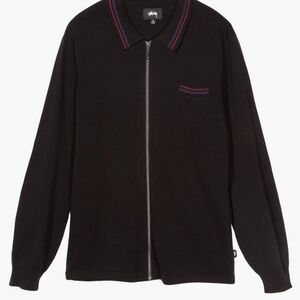 Stussy 100% Cotton The Perry Full Zip Polo Sweater Jacket